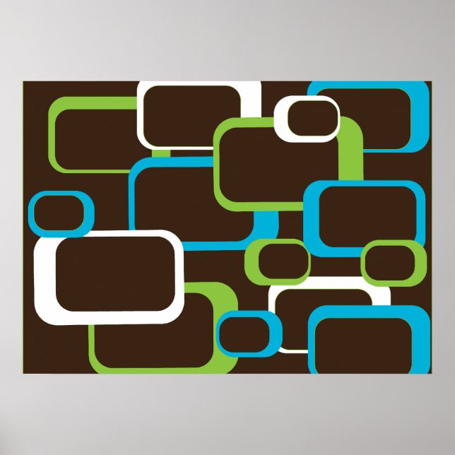 Brown Retro Squares Poster (Front)