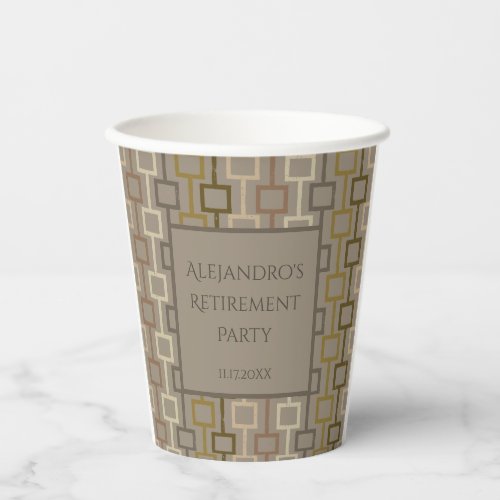 Brown Retro Style Geometric Graphic Personalized Paper Cups