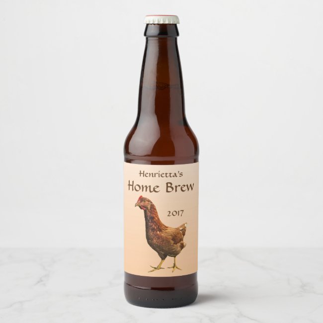 Brown Rhode Island Red Hen Chicken Bird Beer Label