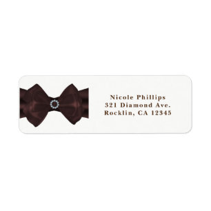 Brown Ribbon & Diamonds Bridal Shower Invitation Label
