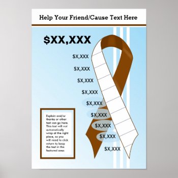 Brown Ribbon Goal Thermometer Poster by FundraisingAndGoals at Zazzle