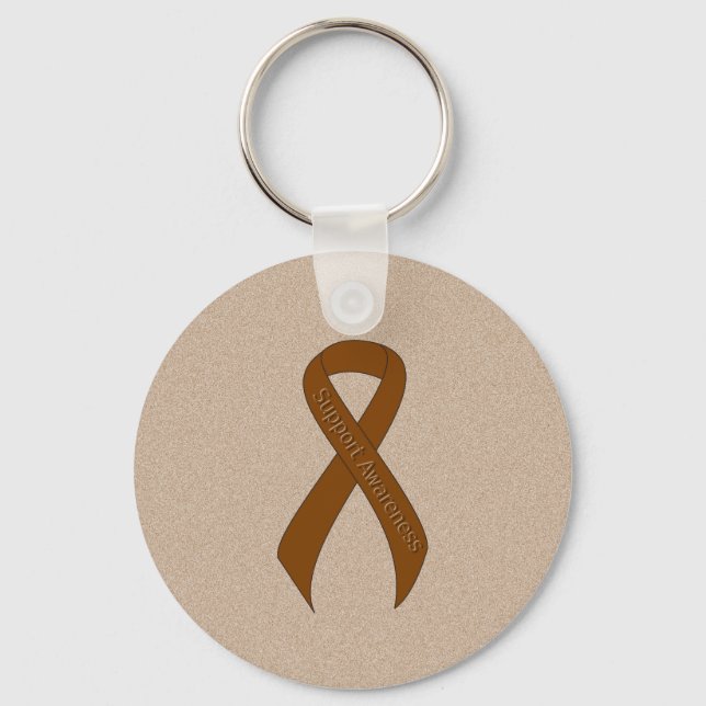 Brown Ribbon Support Awareness Keychain (Front)