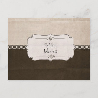 Brown Ribbon We've Moved Announcement Postcard