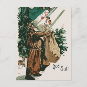 Brown Robe Santa Claus Christmas Holiday Postcard