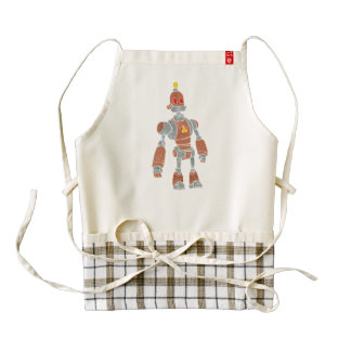 brown robot with lamp head zazzle HEART apron