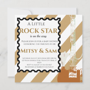 Brown Rock Star Rock a Bye Baby Shower Invitation