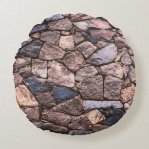 Brown rock wall round pillow