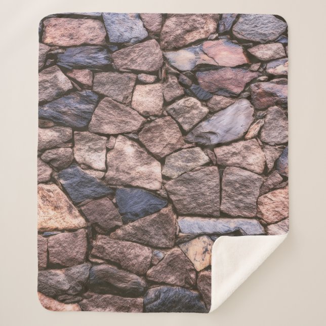 Brown rock wall sherpa blanket (Front)