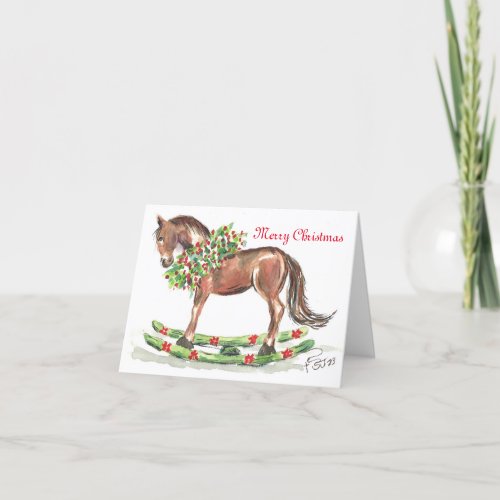 Brown Rocking Horse Holiday Card