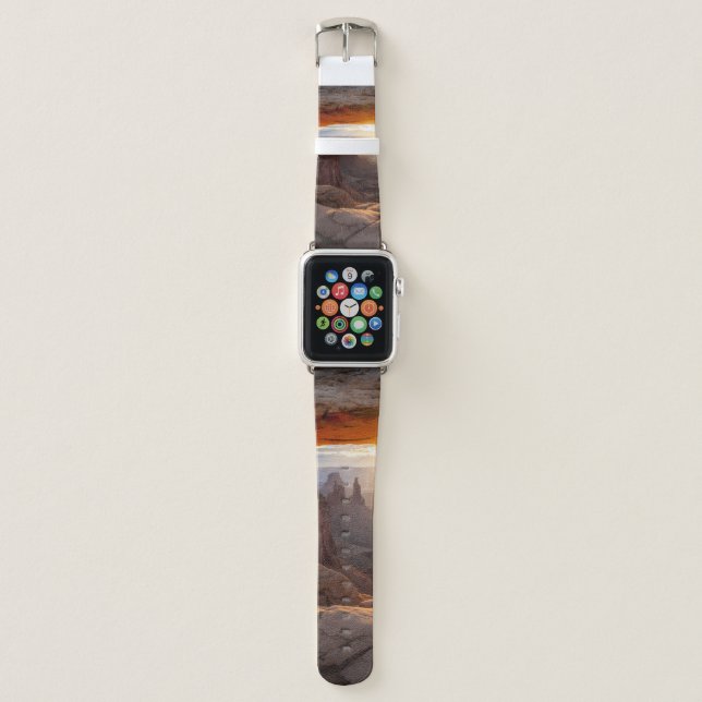 BROWN ROCKY MOUNTAIN DURING SUNSET APPLE WATCH BAND (Front)