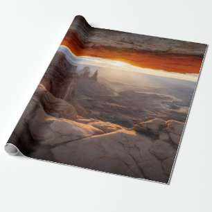 BROWN ROCKY MOUNTAIN DURING SUNSET WRAPPING PAPER