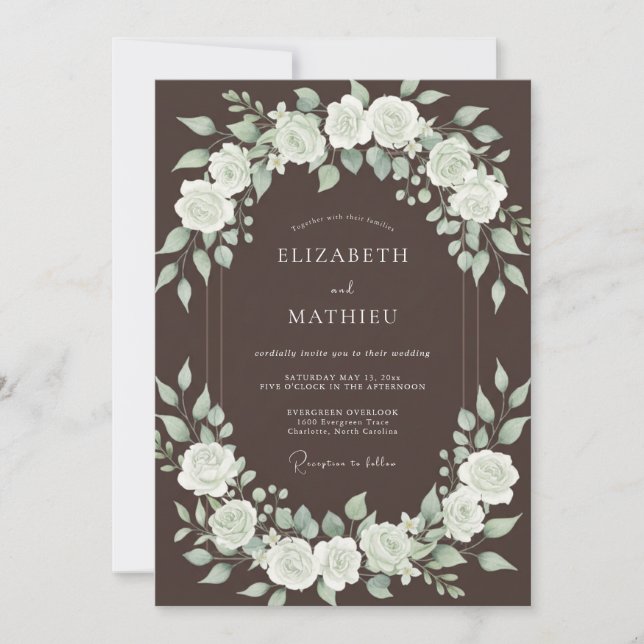 Brown Rose Arch Wedding Invitation (Front)