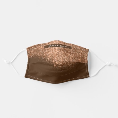 Brown Rose Cooper Glitter Effect Name  Covid_19 Adult Cloth Face Mask