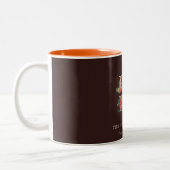 Brown Rose Gold Red Green Merry Christmas Foliage Two-Tone Coffee Mug (Left)