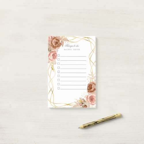 brown roses golden to do list post_it notes