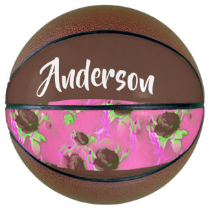 Brown roses on pink basketball