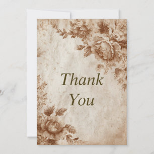 Brown Roses on Textured Paper Thank You Card