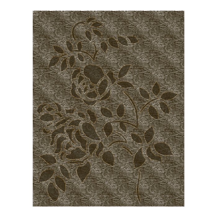 Brown Roses Stencil Floral Scrapbook Paper Custom Letterhead