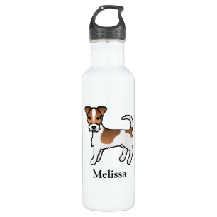Brown Rough Coat Jack Russell Terrier Dog & Name Stainless Steel Water Bottle