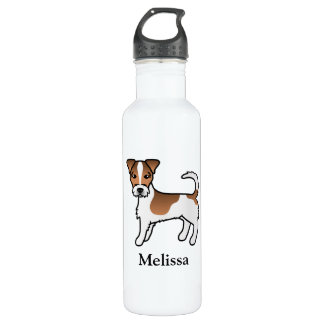 Brown Rough Coat Jack Russell Terrier Dog &amp; Name Stainless Steel Water Bottle