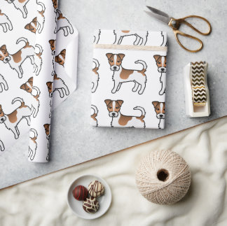 Brown Rough Coat Jack Russell Terrier Dog Pattern Wrapping Paper