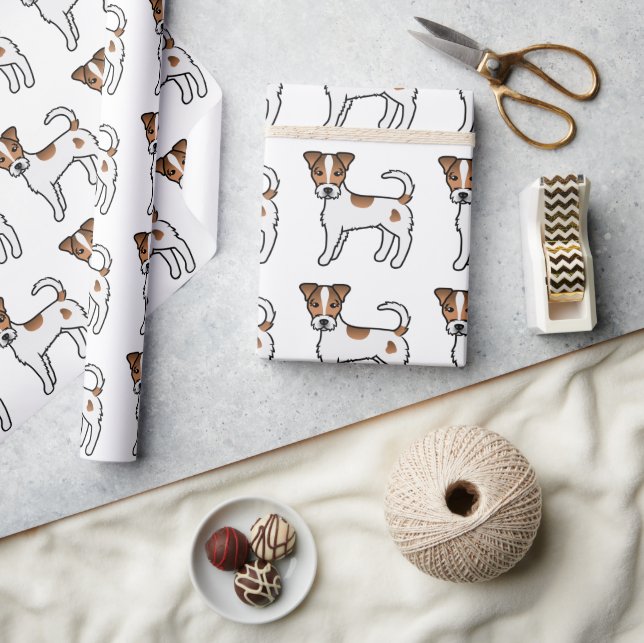 Brown Rough Coat Parson Russell Terrier Pattern Wrapping Paper (Crafts)