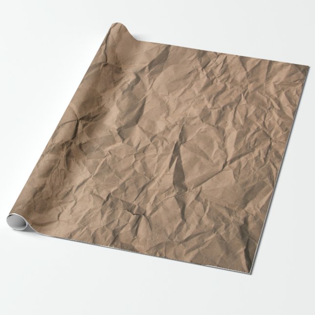 Brown rough crumpled recycled paper texture (Unrolled)