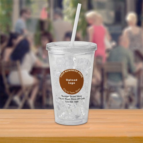 Brown Round Business Brand on Acrylic Tumbler