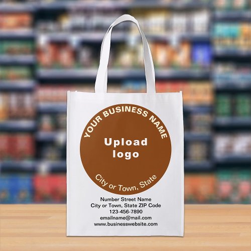 Brown Round Business Brand on Single_Sided Print Grocery Bag