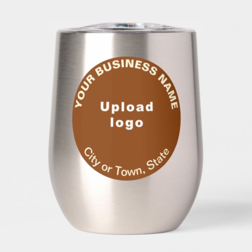 Brown Round Business Brand on Stainless Thermal Wine Tumbler