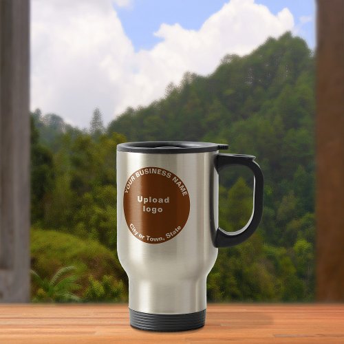 Brown Round Business Brand on Stainless Travel Mug