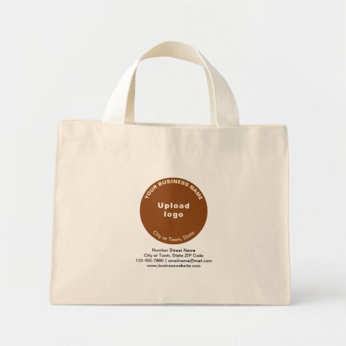 Brown Round Shape Business Brand on Mini Tote Bag