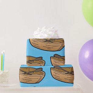 Brown Row Boat Wrapping Paper