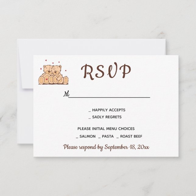 Brown RSVP Teddy Bears Love Wedding Party (Front)