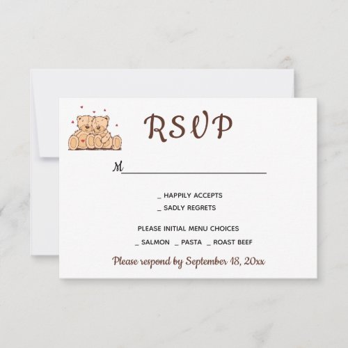 Brown RSVP Teddy Bears Love Wedding Party