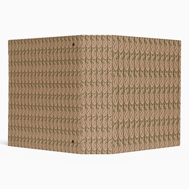 Brown rug featuring a detailed motif pattern with  3 ring binder (Background)