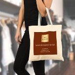 Brown rust business logo tote bag<br><div class="desc">A trendy rust,  brown colored background.  Personalize and add your business,  company logo,  name and contact information.
Back: no design (less expensive)  It's possible to copy the front design to the back.</div>