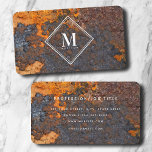 Brown Rust Metallic Texture Monogram Initial Business Card
