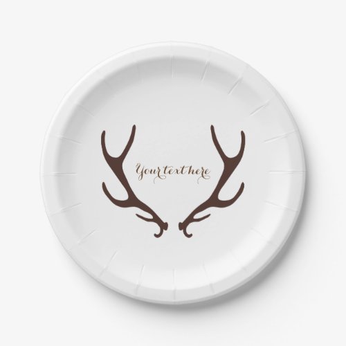 Brown Rustic Antlers Wedding Reception Party Paper Plates