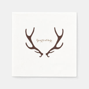 Brown Rustic Antlers Woodsy Wedding Party Napkins