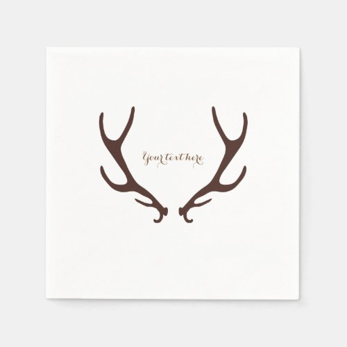 Brown Rustic Antlers Woodsy Wedding Party Napkins