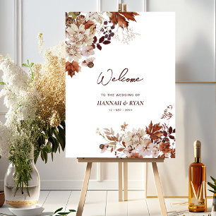 Brown Rustic Autumn Wedding Celebration Welcome Foam Board