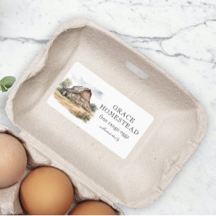 Brown Rustic Barn Farm Egg Carton Label