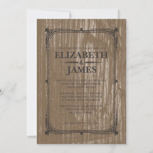 Brown Rustic Barn Wood Wedding Invitations
