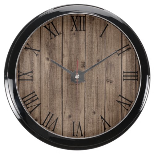 Brown Rustic Beautiful Wood Texture Fish Tank Clocks