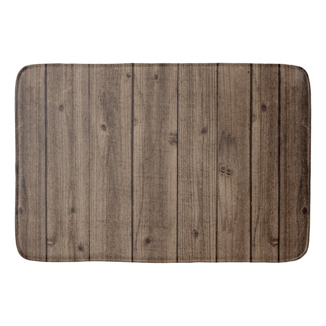 Brown Rustic Beautiful Wood Texture Bathroom Mat (Front)