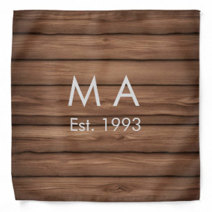 Brown rustic boho add name letter year date text bandana