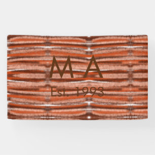 Brown rustic boho add name letter year date text banner