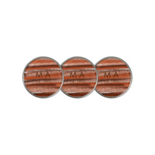 Brown rustic boho add name letter year date text golf ball marker