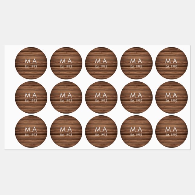 Brown rustic boho add name letter year date text labels (Sheet)